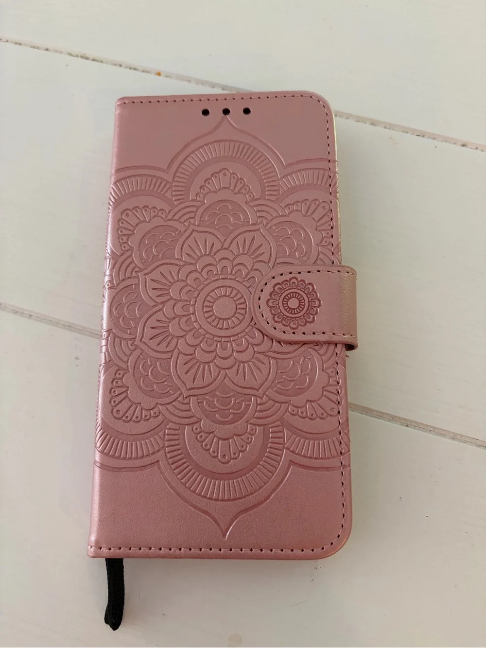 Mandala Embossed Wallet Phone Case - Rose Pink